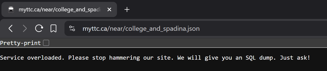 MyTTC Error